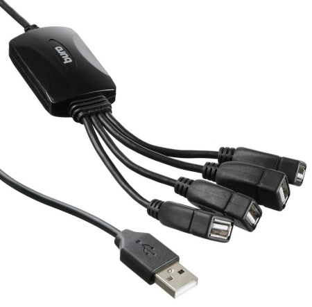 USB_Хаб 4xUSB_2.0 Buro BU-HUB4-0.3-U2.0-Splitter черный