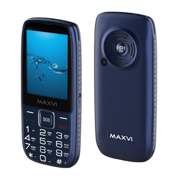 Сотовый Maxvi B32 Blue 2sim/3.2"/320*240/microSD/1.3МП/Bt/2000мАч/моноблок