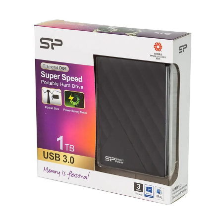 Жесткий диск USB3.0 2.5" 1TB Silicon Power D06 Diamond (SP010TBPHDD06S3K) черный