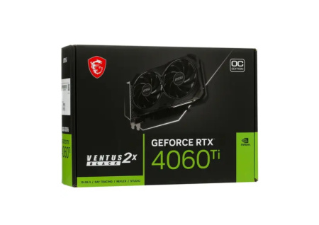 Видеокарта GeForce RTX4060Ti MSI 8Гб VENTUS 2X BLACK OC GDDR6,128bit,HDMI,3DP (RTX 4060 Ti VENTUS 2X