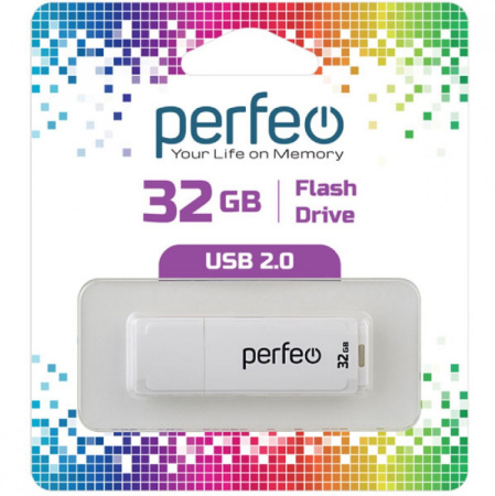 Флеш-накопитель USB2.0 32Gb Perfeo C04 (PF-C04W032) Белый