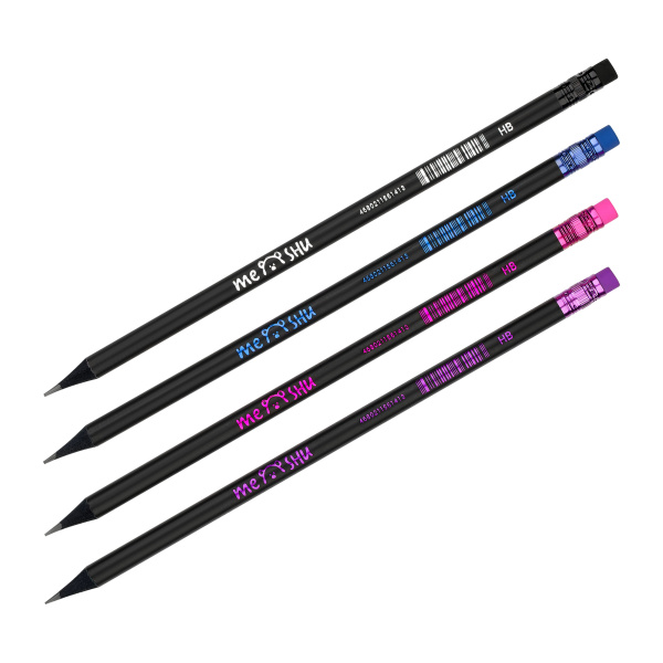 Карандаш ч/гр. MESHU "Black style"  с ластиком, HB (MS_58141)