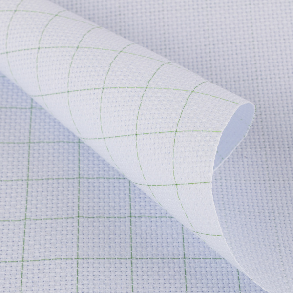 Канва K04R "Gamma" Aida №14 цв. 92% хлопок, 8% терилен 30 х 40 см± 2 см 1 шт бл.бледно-голубой в клетку