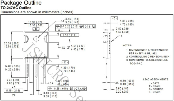 транзистор FET IRFP064N JSMicro 55V 110A N-Ch 8mohm TO247 аналог K2500
