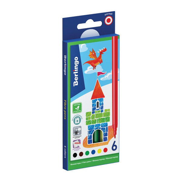 Фломастеры 06цв. BERLINGO "Замки" смываемые (WP00206)