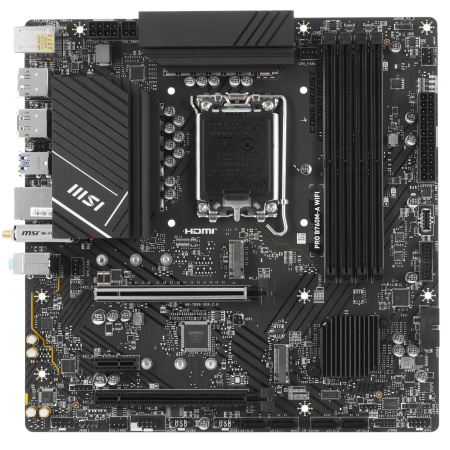 Мат.плата S1700 B760 MSI PRO B760M-A WIFI (mATX,4DDR5,2M.2,2PCI-E16,PCI-E,2HDMI,2DP,PC6800,Wi-Fi,BT)
