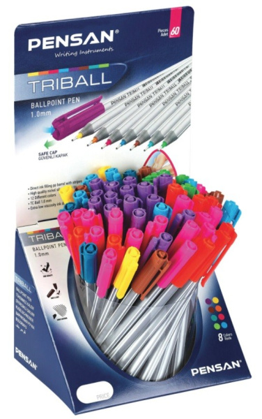 Ручка шариковая PENSAN "Triball Colored" яркие цвета, чернила на масляной основе, ассорти (1003/S60R