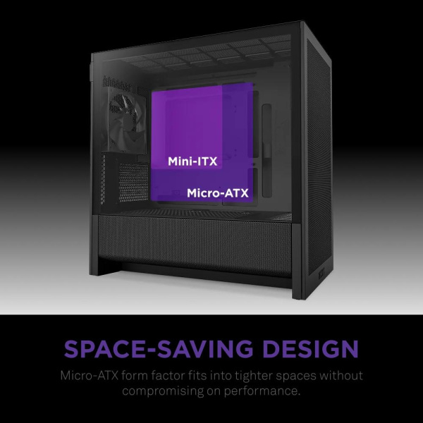 Корпус без блока питания/ Case NZXT H3 Flow (2025), Midi-Tower, TG, 1x120mm, 1xUSB-A 3.2 + 1xUSB-C 3.2, mATX, mITX Black