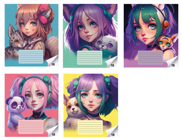 Тетрадь 18л. лин. "Animal Girls. Аниме" Centrum 72046