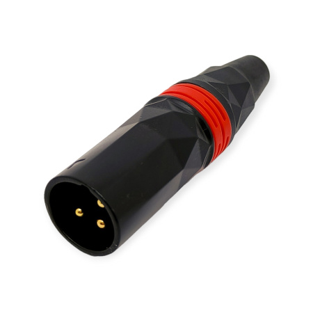 Разъем XLR штекер, на кабель, металл, красный