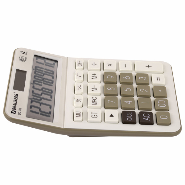 Калькулятор BRAUBERG 12 разрядов, DC-118-BG, бежевый (272963)