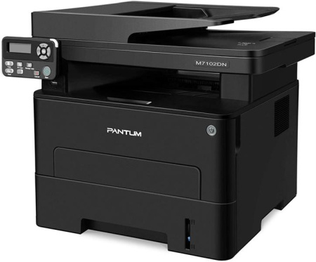 Лазерное многофункциональное устройство Pantum M7102DN, P/C/S, Mono laser, A4, 33 ppm (max 60000 p/mon), 525 MHz, 1200x1200 dpi, 256 MB RAM, PCL/PS, Duplex, ADF50, paper tray 250 pages, USB, LAN, start. cartridge 1500 pages