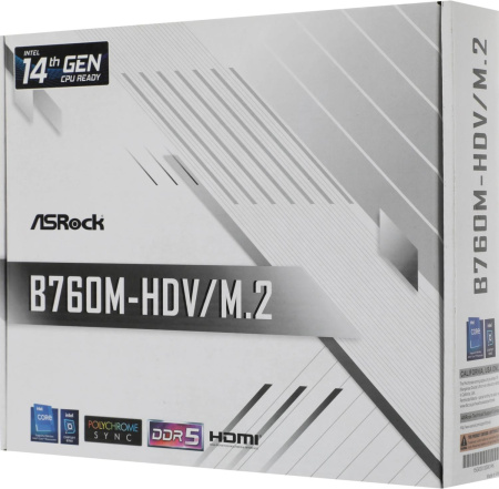 Материнская плата Asrock B760M-HDV/M.2 Soc-1700 Intel B760 2xDDR5 mATX AC`97 8ch(7.1) 2.5Gg RAID+VGA+HDMI+DP