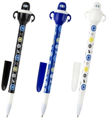 Ручка шариковая ЮНЛАНДИЯ "Робот" 0,7мм, синяя (143790)