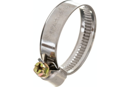 Хомут червячный 25..40мм, 12*0.6мм, нержавеющая сталь, крестовой шлиц, Fortisflex PL-12 (25-40)/W2