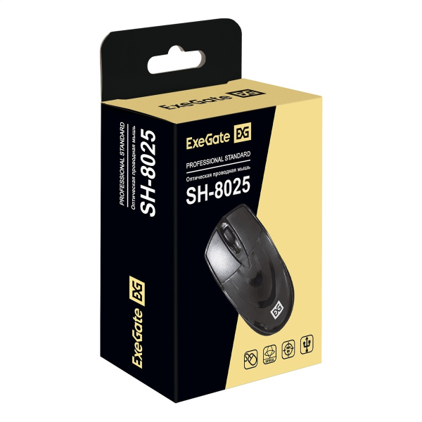 Мышь USB ExeGate Professional Standard  SH-8025 оптическая, 1000dpi, кабель 1.5м, черный (Color Box)