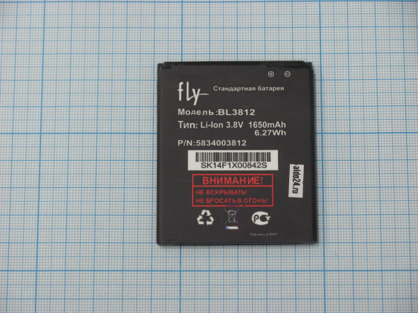 АКБ (аккумулятор) Fly BL3812 ( IQ4416/Era Life 5 ) 3,8V 1650mAh