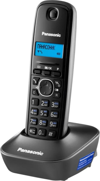 Радиотелефон Panasonic KX-TG1611RUH,серый 1трубка/50м/300м/АОН/книга_50номеров/-/-/-/15-170ч/550мАч