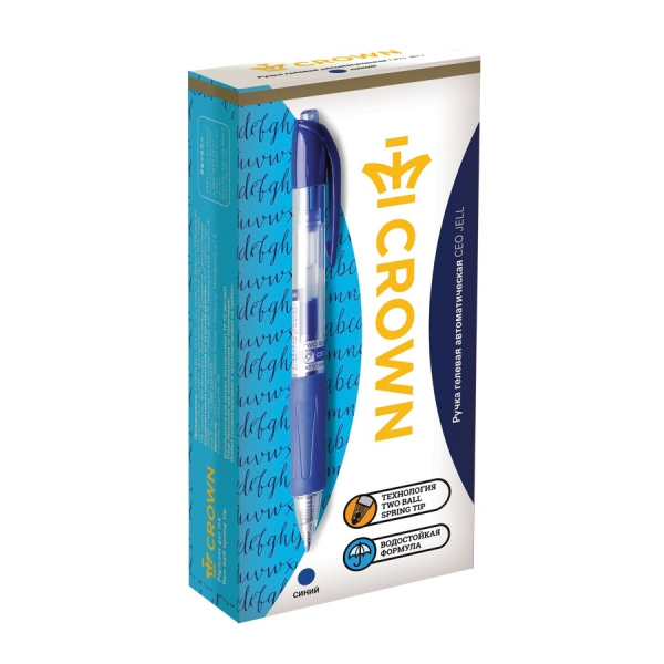 Ручка гелевая CROWN "CEO Jell" 0,7мм., автоматическая, синяя (AJ-5000R)
