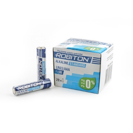 Батарейка AAA(LR03) Robiton Standart упак 20шт./1,5В. щелочные