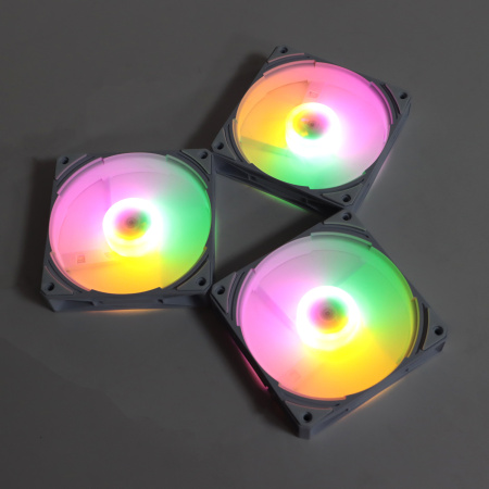 Кулер в корпус 120x120x25 TESLA RGB120 LW3 (hydrodynamic/1200rpm/3pin+molex/FRGB/белый)(набор из 3 кулеров)[TSL-120-LW3]
