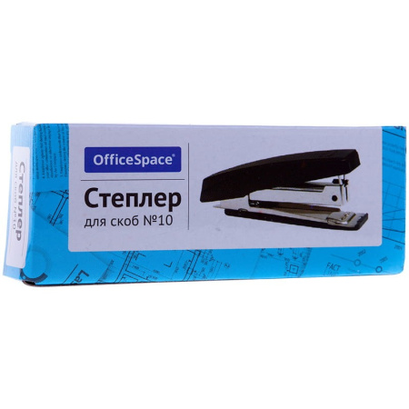 Степлер №10 OfficeSpace на 10л. черный (St210BL_433)
