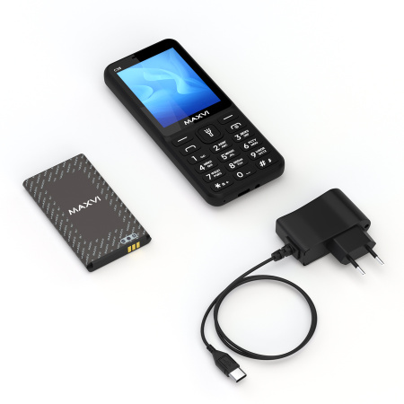 Сотовый Maxvi C38 Black 2sim/2.8"/240*320/microSD/0.5МП/Bt/1800мАч/моноблок
