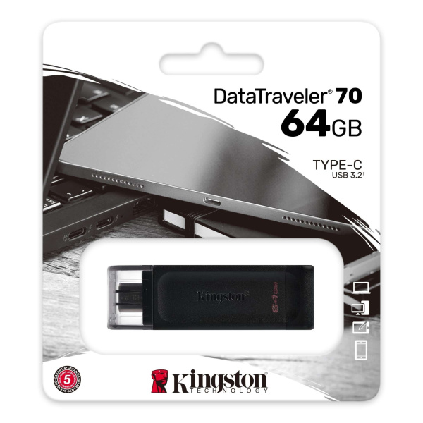 Флеш-накопитель USB Type-C 64GB Kingston DT70/64GB черный