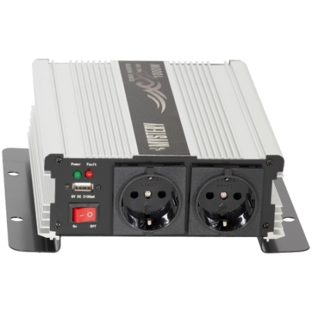 Автоинвертор Mystery MAC-1000 1000Вт, 12В, крокодилы, порт USB