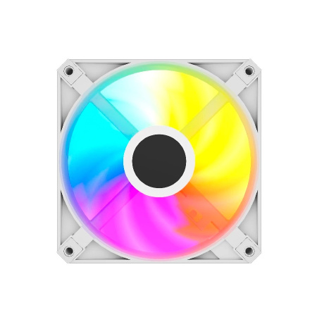 Кулер в корпус 120х120х25 Powercase (M56-12W ARGB) White (700-1500prm/4pin PWM (M+F)+ 3pin ARGB (M+F)/61,36 CFM/26дБ/подшипник гидравлический/ARGB)