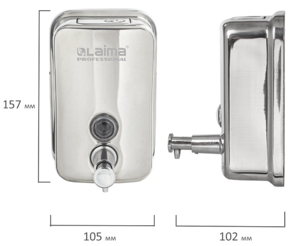 Дозатор для жидкого мыла ЛАЙМА PROFESSIONAL INOX (гарантия 3г.) 0,5л, нерж.сталь, зеркальн, 605394