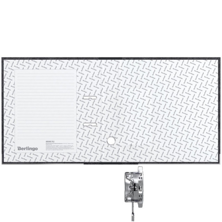 Папка-регистратор 50мм. BERLINGO мрамор, разборный, с карманом, черная (ATm_59101)