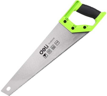 Ножовка по дереву Deli DL6840B  400мм, шлифовка зубцов с 3-х сторон, рукоять из двухкомпонентного противоударного пластика