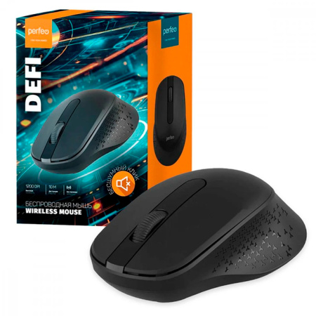 Мышь беспроводная Perfeo DEFI (B3414) оптическая, 3кн., 1200dpi, бесшумная, черный