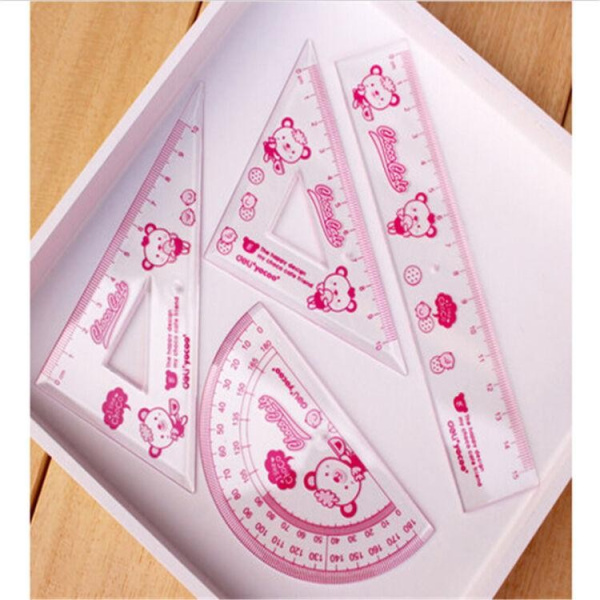 Набор чертежный DELI 4 предм., пластиковый пенал на кнопке (9596)