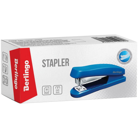 Степлер №24/6 BERLINGO "Universal" на 30л. пластик, ассорти (H3101)