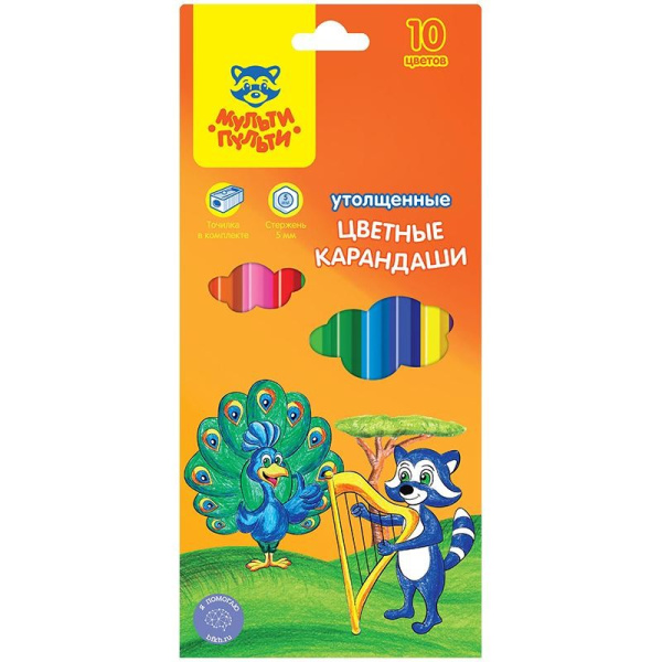 Карандаши 10цв. Мульти-Пульти "Енот в саванне" утолщенные CP_11498