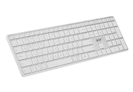 Клавиатура Беспроводная Acer OKR301, USB Bluetooth/Радиоканал, белый/серебристый