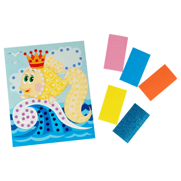 Мозаика Мульти-Пульти "Золотая рыбка",16,7*20,5см,, на самоклеящейся основе, из мягкого пластика EVA