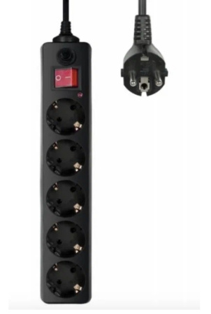 Сетевой фильтр  5.0м, 5 розеток Buro, 500SH-5-B, 10А, 2200Вт, с выключателем, черный, коробка