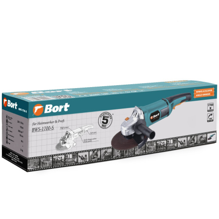 Угловая шлифмашина Bort BWS-1700-S 1700Вт, 8000 об/мин, диск 150мм, посадка 22мм, М14