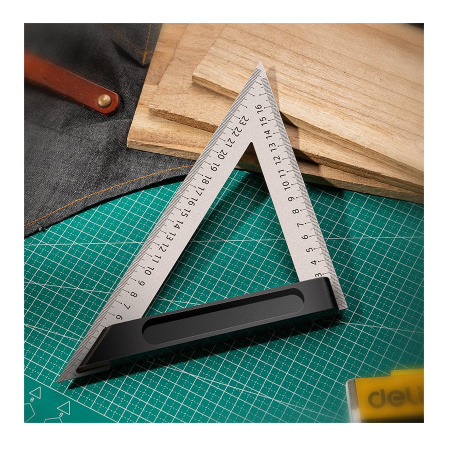Линейка треугольная 120*170мм(130*180мм), сталь+алюминиевое основание, Deli DL303150