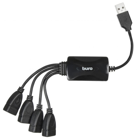 USB_Хаб 4xUSB_2.0 Buro BU-HUB4-0.3-U2.0-Splitter черный