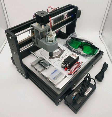 Фрезерный станок с ЧПУ CNC 3018 Pro + лазер 2.5вт, 3 оси, патрон ER11, поле 300*180*45мм