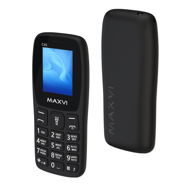 Сотовый Maxvi C45 Black 2sim/1.77"/160*128/microSD/Bt/800мАч/моноблок