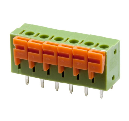 Клеммник нажимной  5.08мм, 6конт, 10а, 300в, угловой, DG142R-5.08-06P-14-00А(Н)