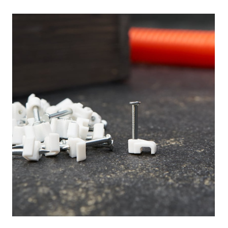 Крепеж кабеля плоский  4х2мм, уп. 50шт, пластик, белый, -40..+80, гвоздь, Rexant 07-4204