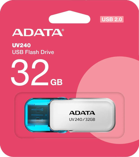 Флеш-накопитель USB2.0 32Gb A-DATA AUV240 AUV240-32G-RWH белый