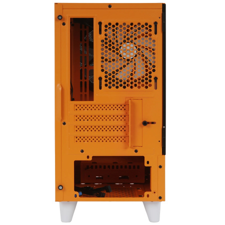 Корпус без блока питания/ Case WIZMAX EM1, Mini-Tower, TG, 1x160mm + 1x120mm LED, 1xUSB-A 3.0 + 2xUSB-A 2.0, mATX, mITX, Woofer Orange (EM1 Woofer Ora