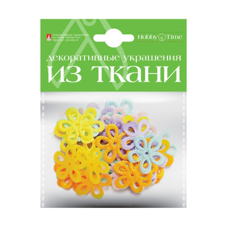 Декоративные украшения из ткани, набор №2, "Цветы" Hobby Time 2-164